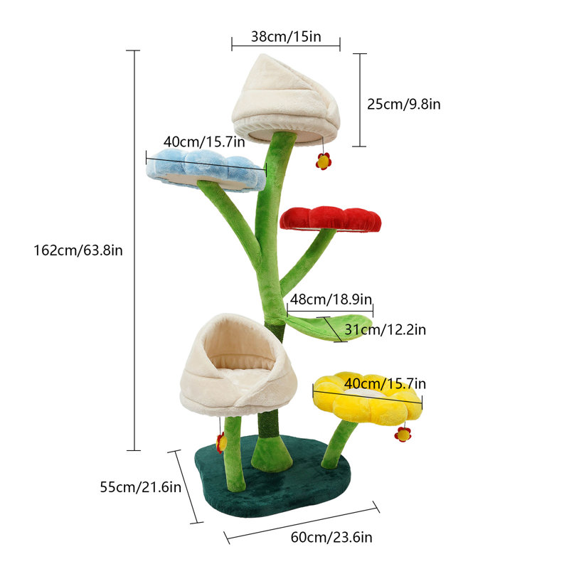 Epifano 63.8'' H Floral Cat Tree with Hammock and Condo