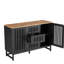 Commode de chambre moderne en noir avec 3 grands tiroirs et 4 tablettes en métal de qualité pour la stabilité.