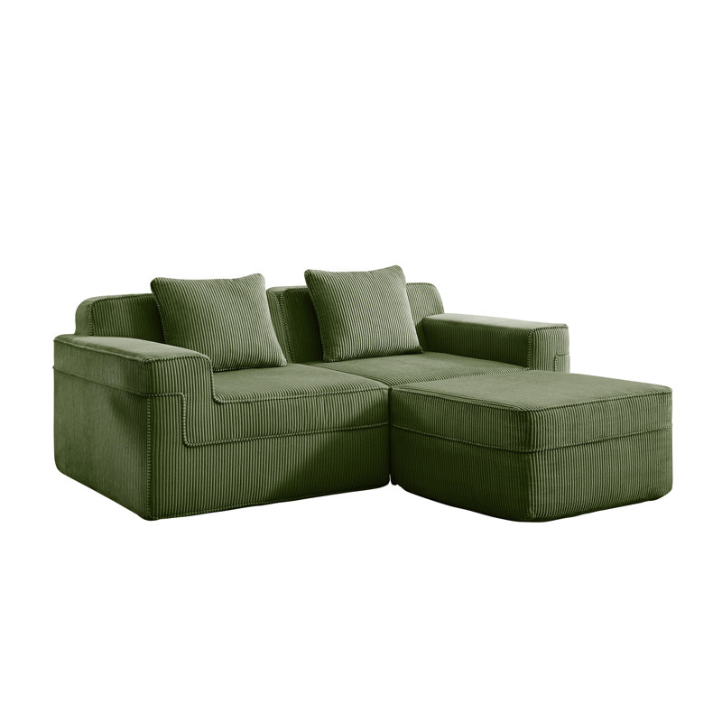 Canapé modulaire en L à 2 places, Vert