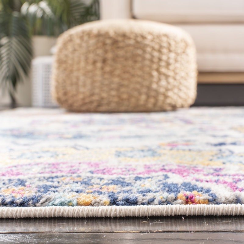 Felty Paisley Area Rug, Round 8', Cream/Multi