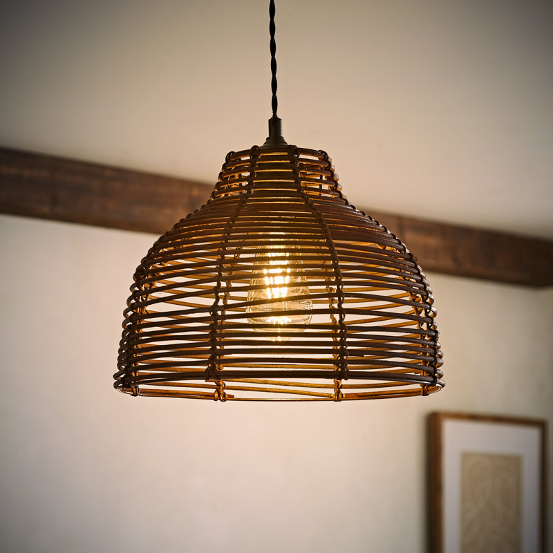 Hojovice 31cm Bamboo/Rattan Bowl Pendant Shade, Brown