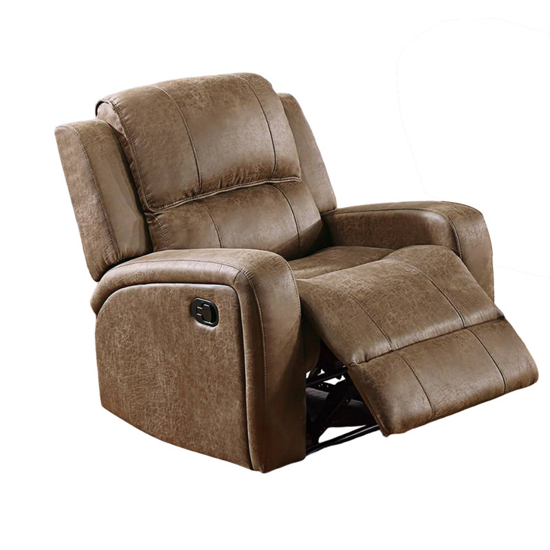 Charles Manual Recliner Chair,  Faux Leather, Solid Wood, Chestnut Brown