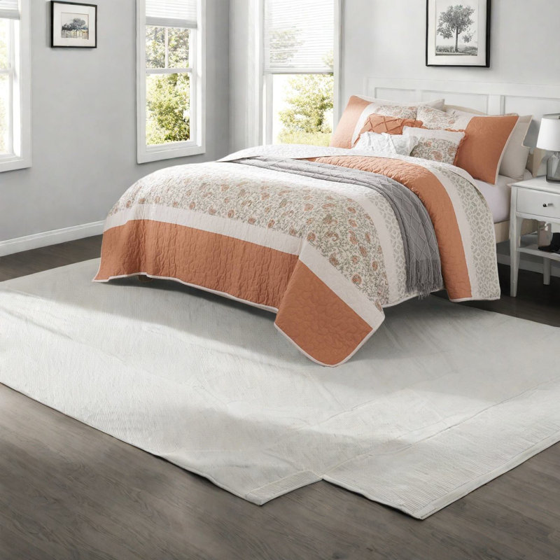 Ensemble de literie élégant en percale de coton, corail, style campagne moderne