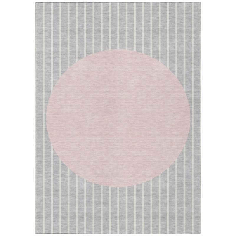 Tapis intérieur lavable rayé argenté 8 pi x 10 pi