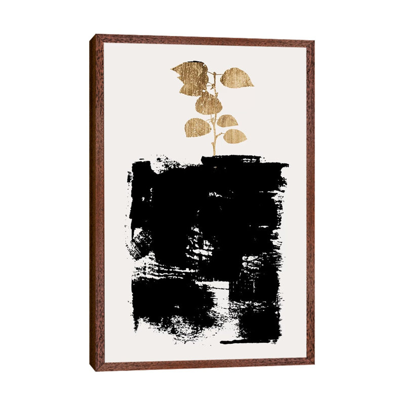 Botanical Stilllife No.5-A by Kubistika - Painting on Canvas, Classic Brown Wood Floater Framed