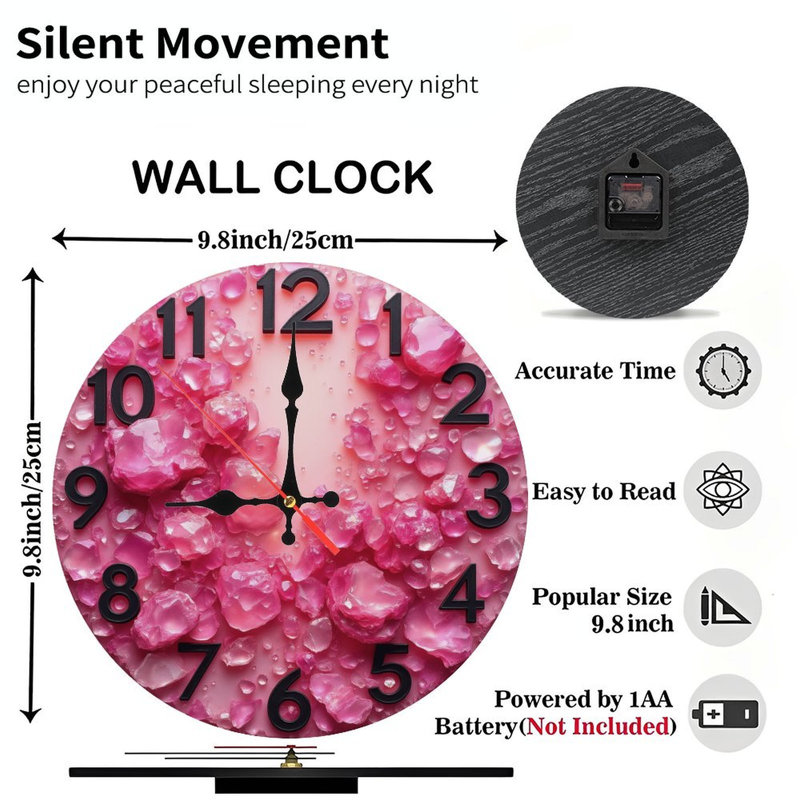 Horloge sur cristaux roses