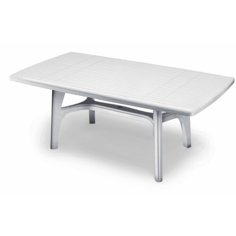 Iliana Rectangular Outdoor Dining Table With Umbrella Hole , 180cm cm W 95cm cm D, White