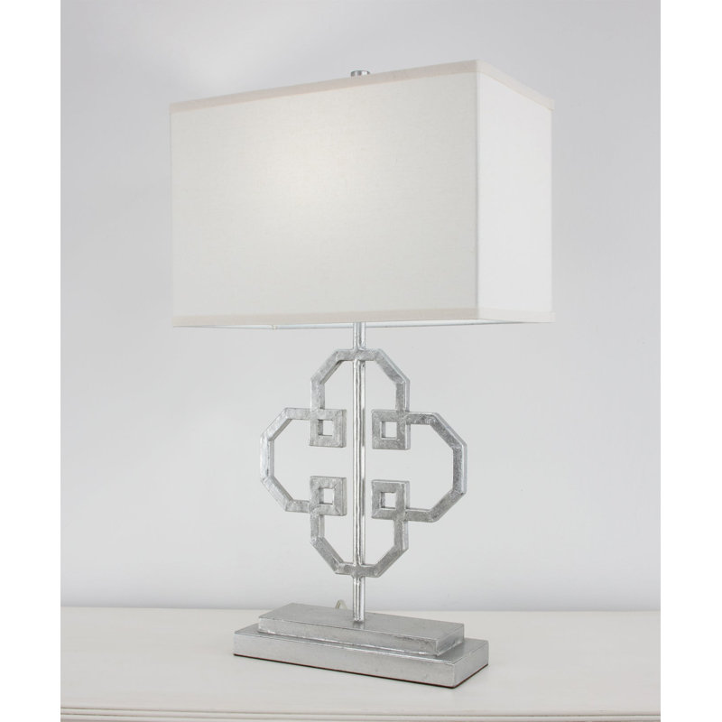 Lilu Table Lamp, Antiqued Silver Leaf, White