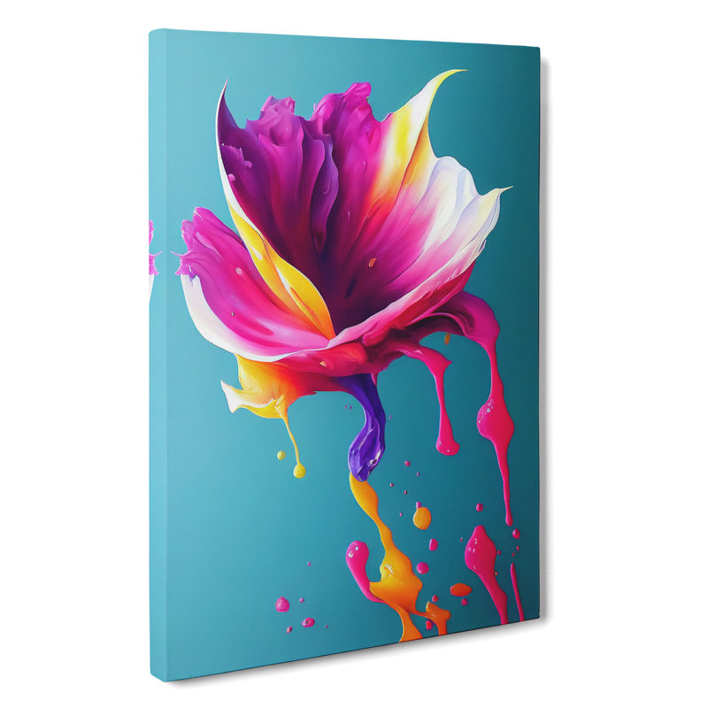 Paint Drip Flower No.2 Abstract - Wrapped Canvas Painting, 50cm H x 35cm W x 3cm D