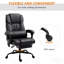 Chaise de bureau de massage à haut dossier avec 6 points de vibration, chaise d'ordinateur inclinable en cuir PU, chaise de bureau ergonomique avec repose-pieds réglable en hauteur et télécommande, noir