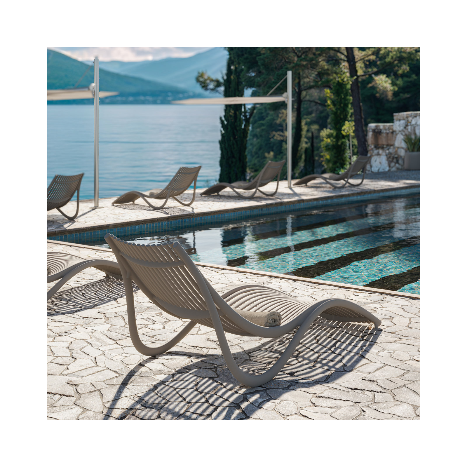 Ibiza Plastic Outdoor Chaise Lounge, Ecru