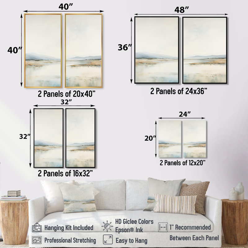 Décoration murale Tranquil Meadow Moments - Beige, Noir, H 36 po x l 48 po, Impression encadrée flottante