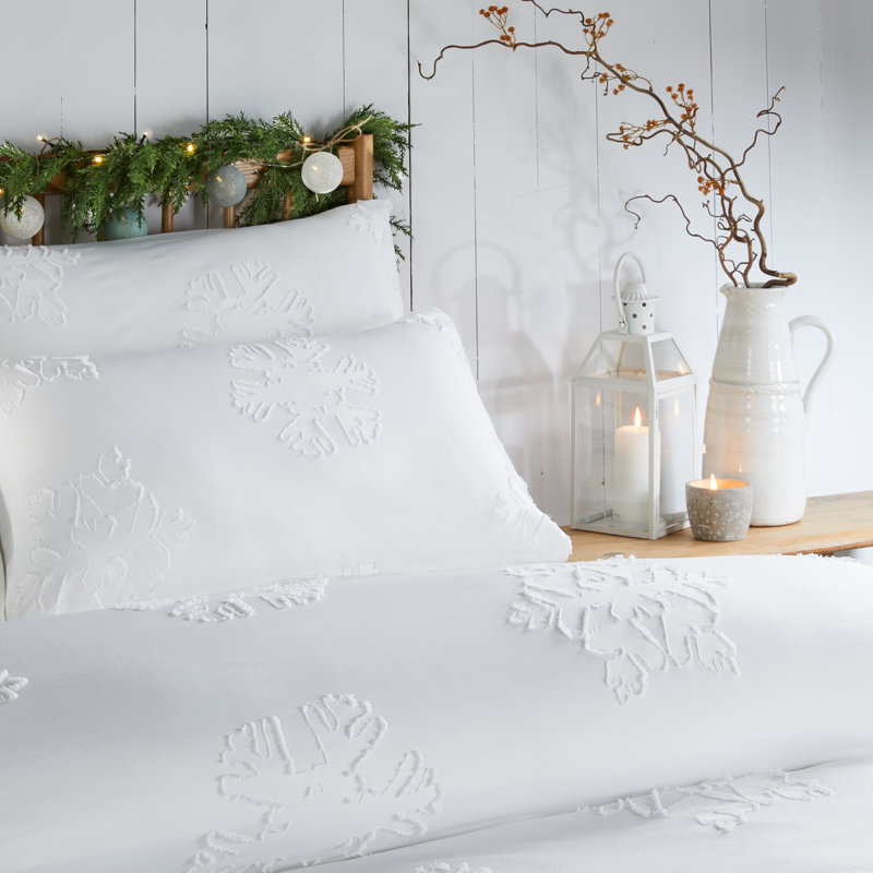 Snow Crystal Polyester No Pattern Duvet Cover Set with Pillowcases Included