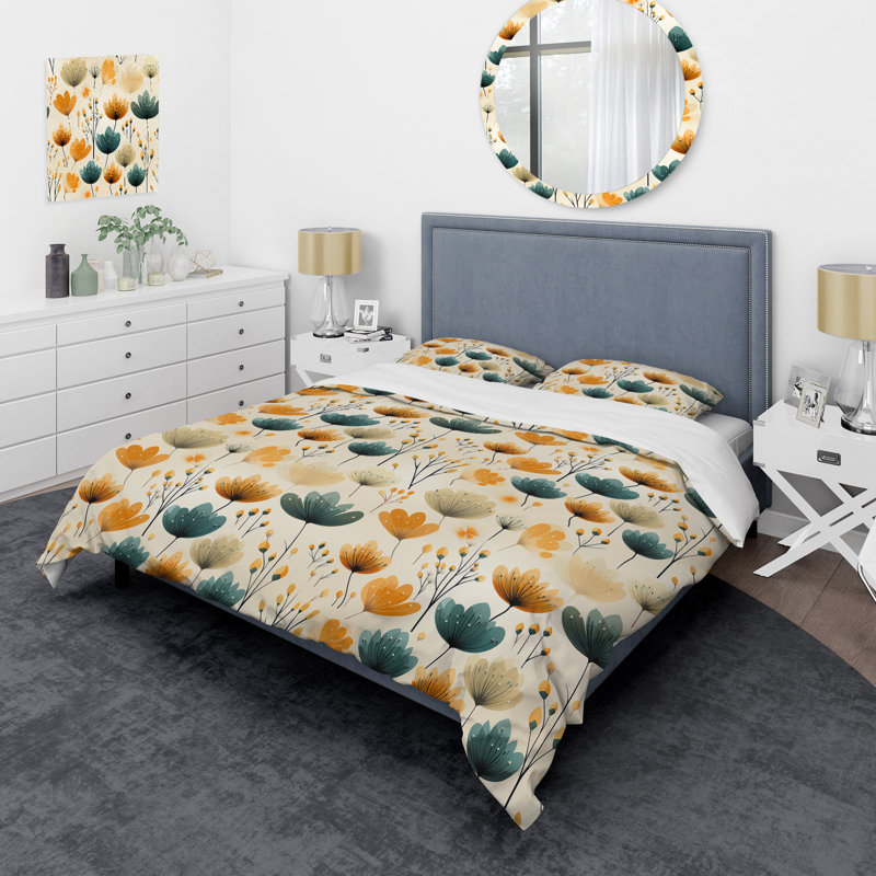 Ensemble de housse de couette floral danois Modern Elegance - polyester en microfibre