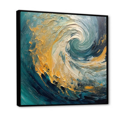 «Golden Ocean Spiral Waves», reproduction d'art abstrait en spirale