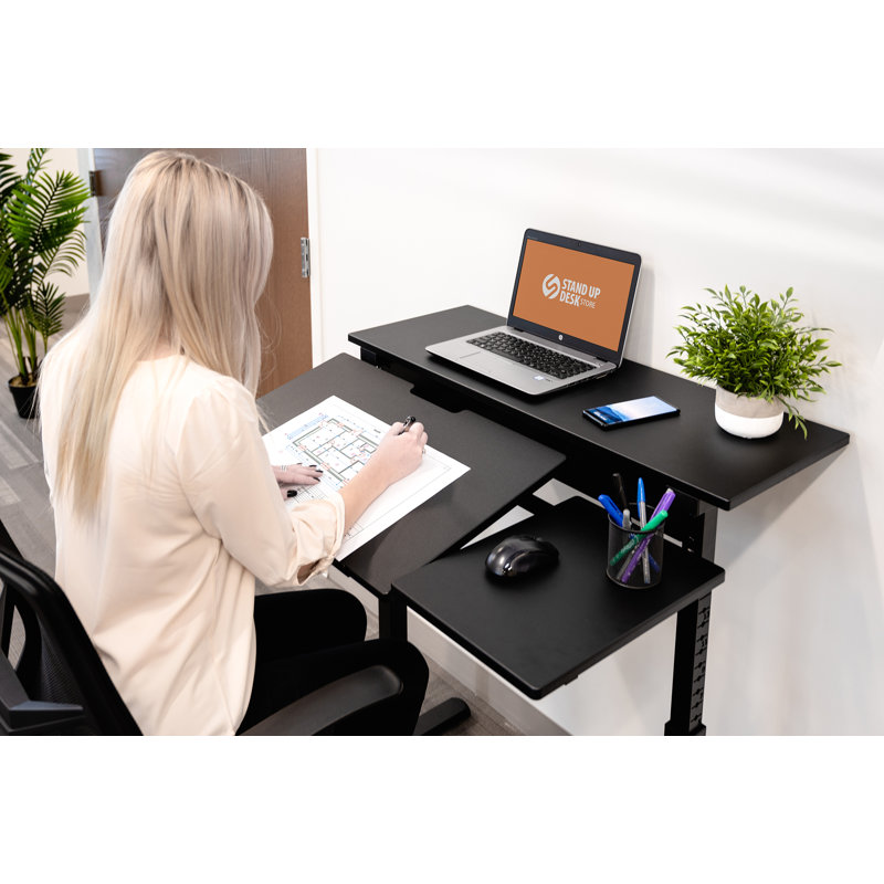 Black Adjustable Height Standing Desk with Keyboard Tray