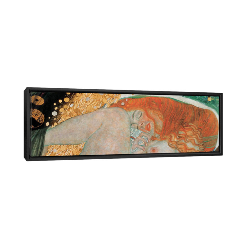 «Danae, Horizontal» par Gustav Klimt, impression sur toile tendue, H 12 po x l 36 po x P 1,5 po, Cadre noir