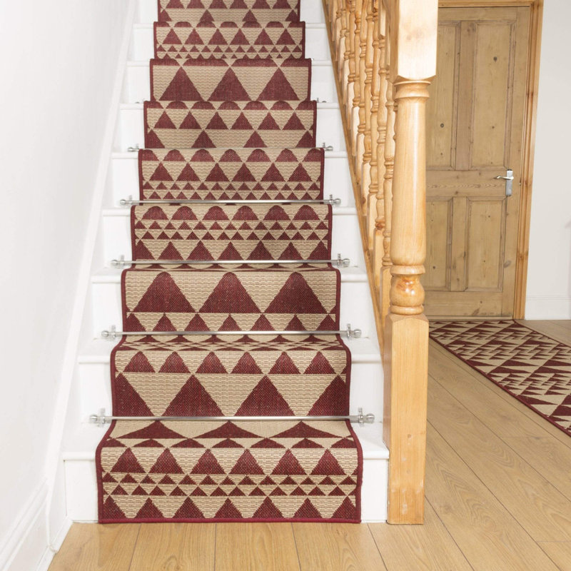 Stair Runner Abrahamson Geometric Hand Woven Indoor Area Rug, Runner 570cm x 80cm
