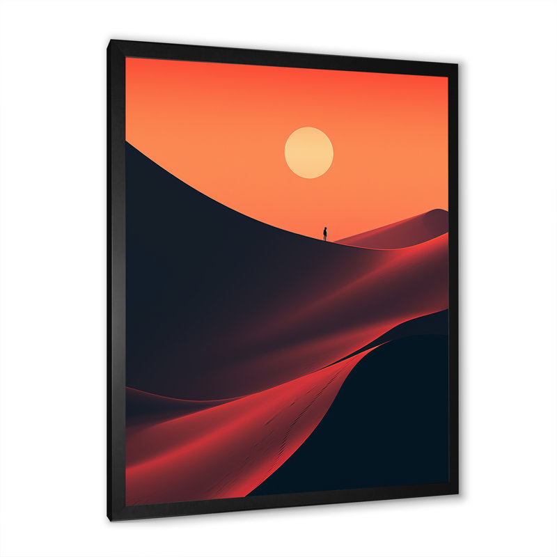 Alone in the Sahara Desert at Sunset III - Art mural désert, Cadre simple noir, H 32 po x l 16 po x P 1 po