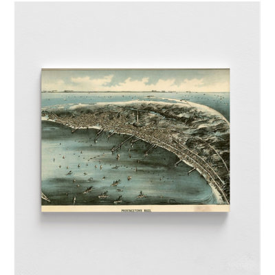 Harbor With Ships At Provincetown-Massachusetts 1910, Birds Eye View Of Harbor Print, Nautical History Wall Art, Massachusetts Old Print