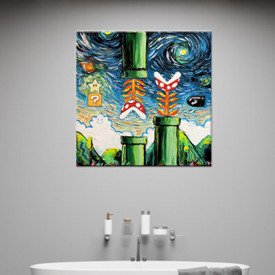 «Starry Night Glass», reproduction d'art sur toile de style Van Gogh, 1P encadrée noire