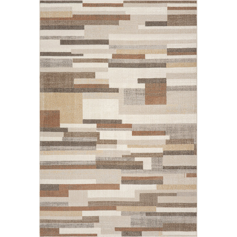  Lucasta Rustic Abstract Washable Area Rug, Rectangle 8' x 10'