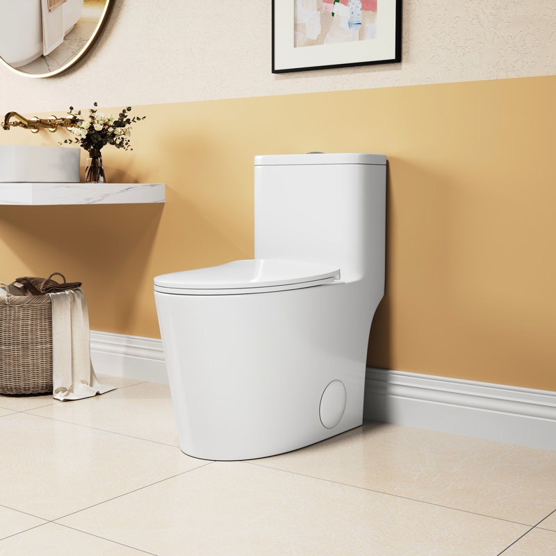 Toilette allongée en céramique, 1,1 / 1,6, blanche, confortable, siège à fermeture en douceur, et blanc allongé T036wt, hauteur confortable,