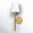 Transitional 1-light Wall Bath Fixture in Burnished Brass finish with white linen fabric shade