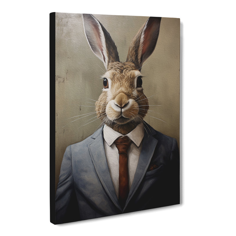 Hare in a Suit Painting - Wrapped Canvas, 50cm H x 35cm W x 3cm D