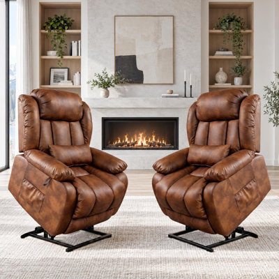Fauteuil inclinable chauffant massant et releveur électrique, inclinaison microréglable, capacité de 181 kg (400 lb), mousse haute densité, port USB