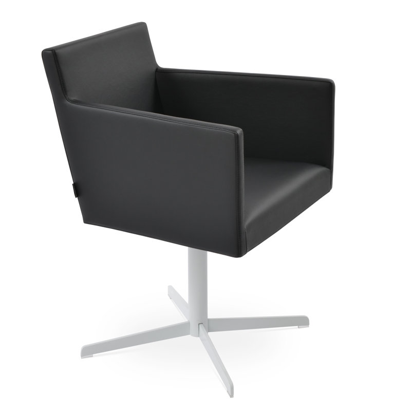 Chaise avec accoudoirs pivotants Harpoint 4 Star, Blanc, Similicuir noir