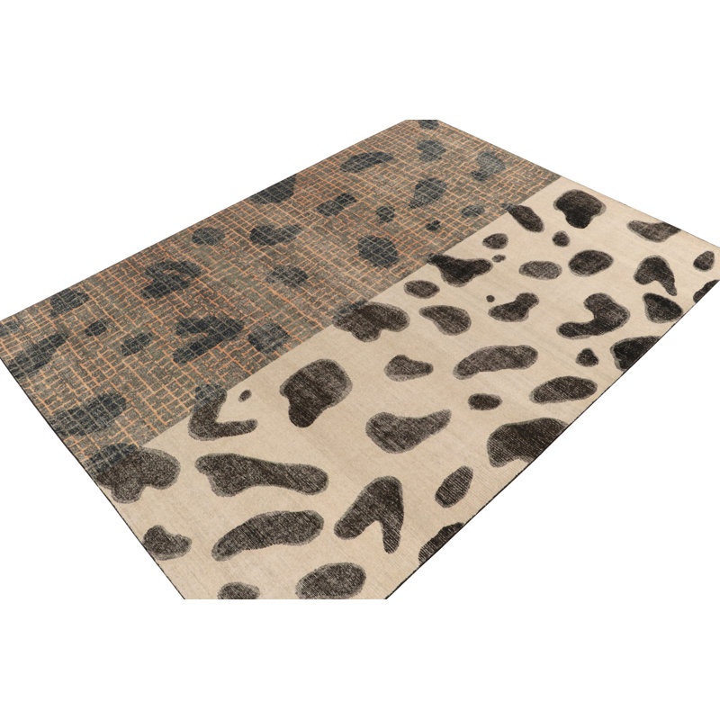 Distressed Homage Wool Abstract Area Rug, Rectangle 10' x 14'