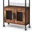 3-Tier Rolling Coffee Bar Cart with Storage, Mobile Coffee Station Featuring 2-Door Cabinet and Pull-Out Wire Basket Drawer, Rustic Brown Microwave Stand for Kitchen