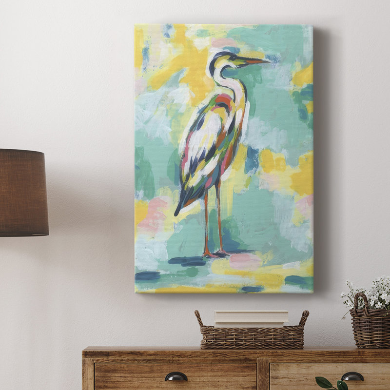 Bright Heron Fresco I - galerie Cavas enveloppé, H 27 po x l 18 po