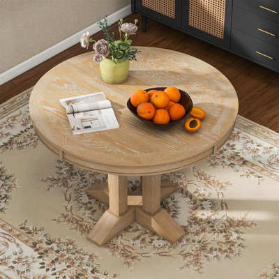 Dining Table, Extendable Round Table for Kitchen and Dining Room