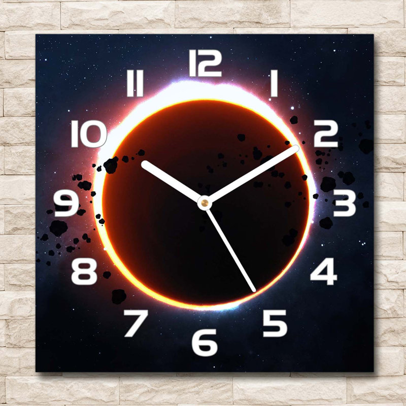 Henreitta Glass Wall Clock, White/Dark Navy/Orange