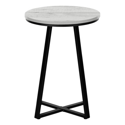 Accent Table, Side, Round, End, Nightstand, Lamp, Living Room, Bedroom, Laminate, Black Metal, Contemporary, Modern