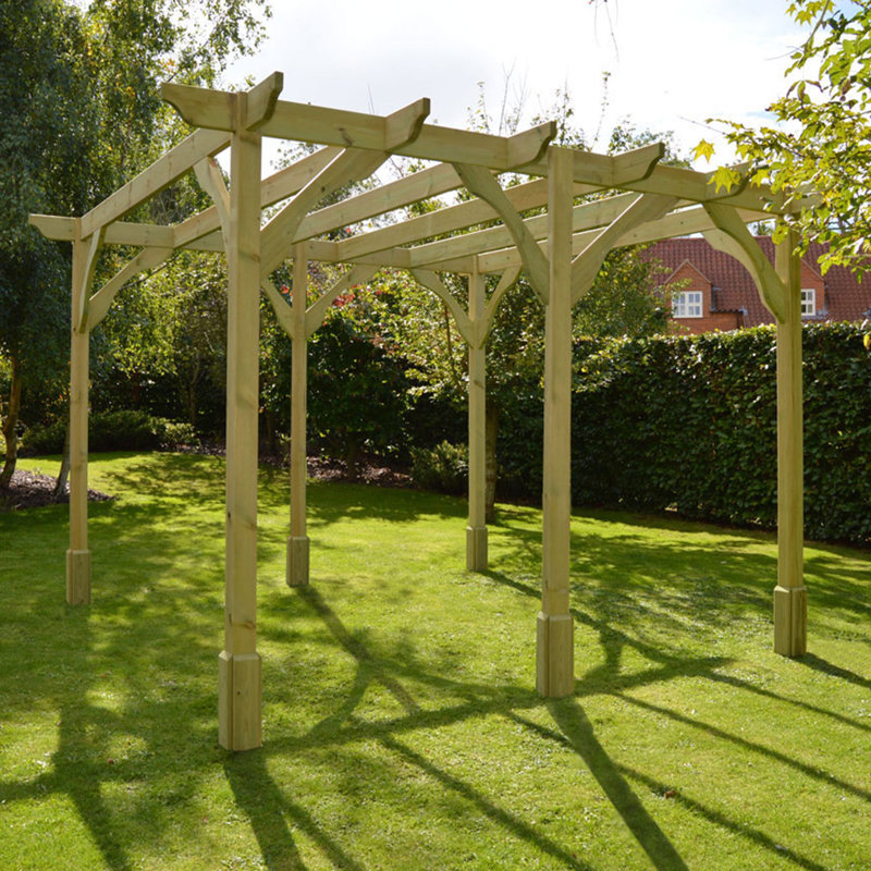 Randi 34m x 140m Wood Pergola, Light Green, 270cm H x 420cm W x 420cm D