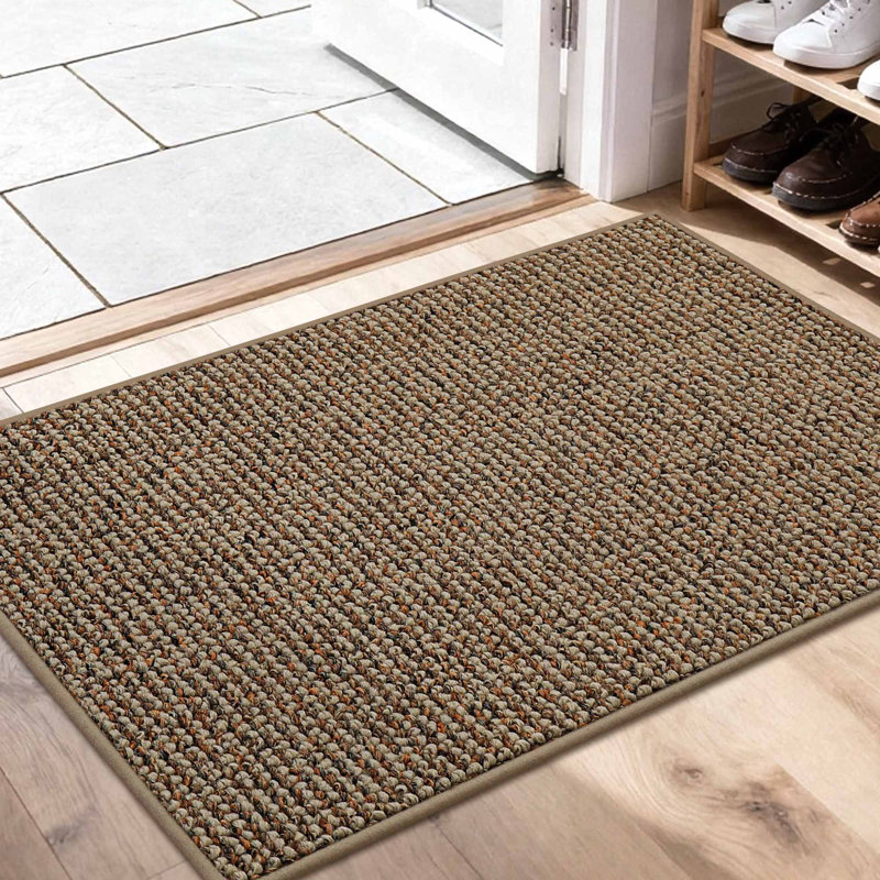 Bukvice Non-slip Washable Door Mat, Beige, 24" W x 36" L