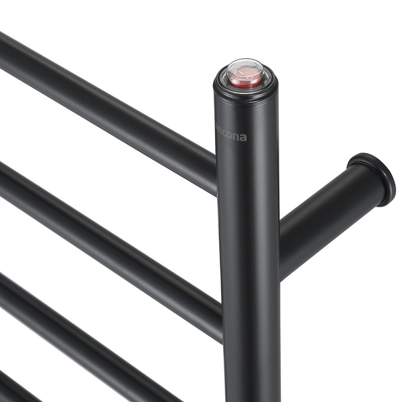 Ancona Comfort 7-Bar Hardwired Towel Warmer in Matte Black with Wall Countdown Timer