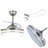 42 Inch - Silver Minimalist Fan Chandelier - Remote Control / Dimmable / Variable Speed - Suitable For Living Room And Any Room