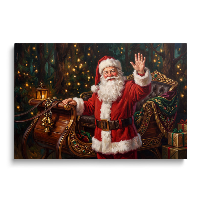 Art mural sur toile, Père Noël, H 12 po x l 18 po