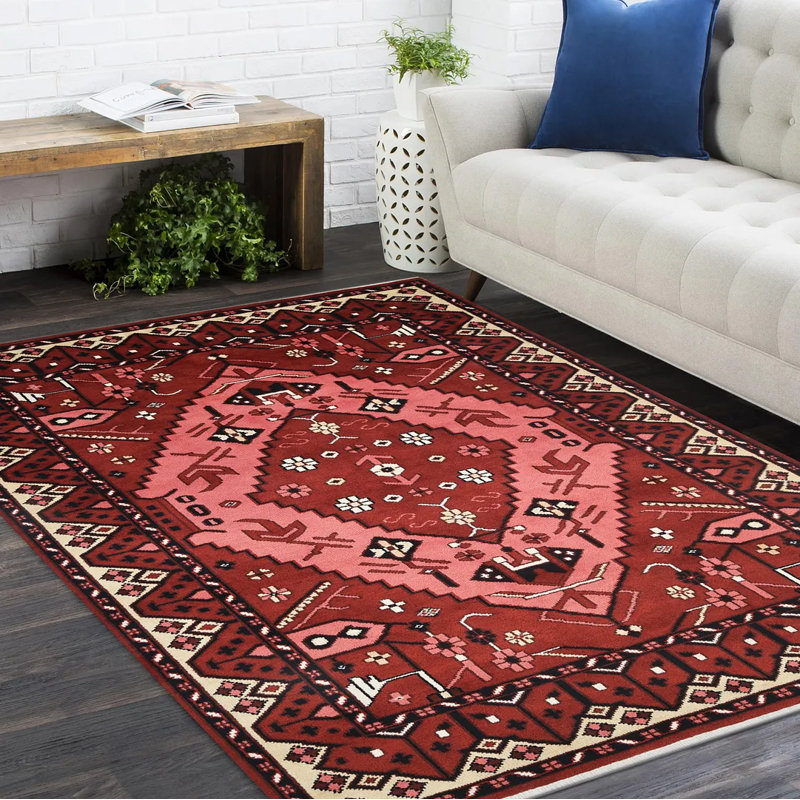 Tapis oriental rouge Saloma, Rectangle 5 pi x 8 pi