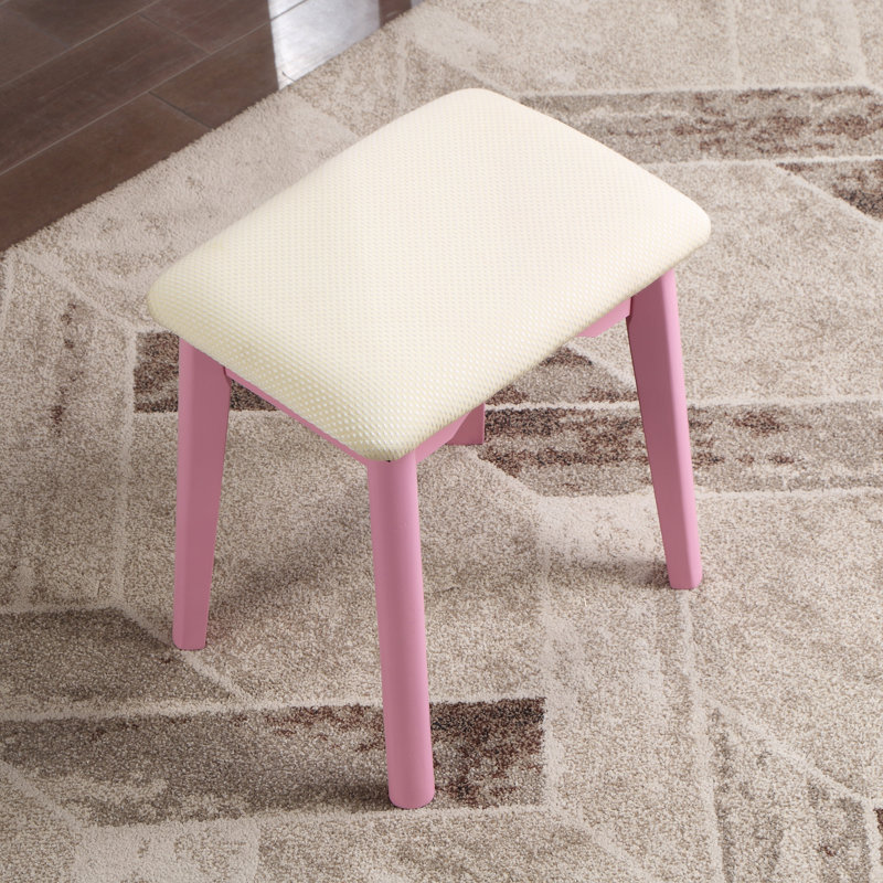 Ensemble coiffeuse et tabouret Liannon, Rose