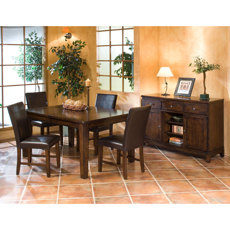 Extendable Solid Wood Base Dining Table, Brown