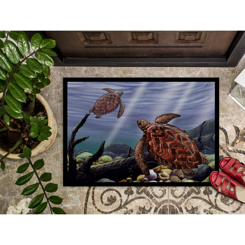 Tapis d'extérieur antidérapant Yunus Sea Turtles, Rectangle 1 pi 6 po x 2 pi 3 po