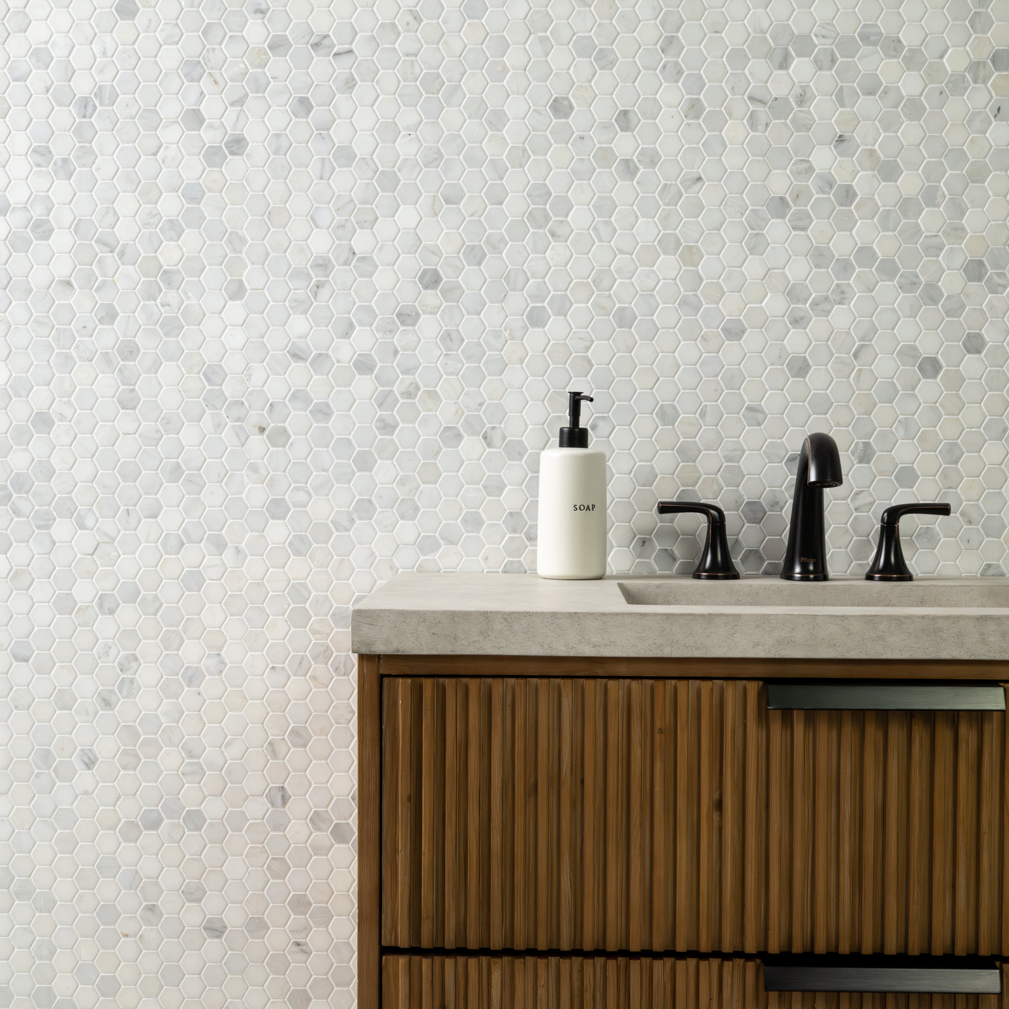 Castella Cambria Hexagon 12 in. x 12 in. Honed Marble Mosaic Floor and Wall Tile