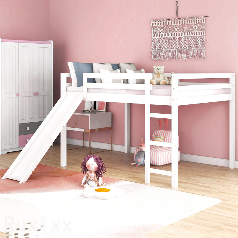 Lit mezzanine avec glissade, conception multifonctionnelle, lit double