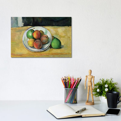 Still Life With A Peach And Two Green Pears, C.1883-87 by Paul Cezanne - Wrapped Canvas Painting