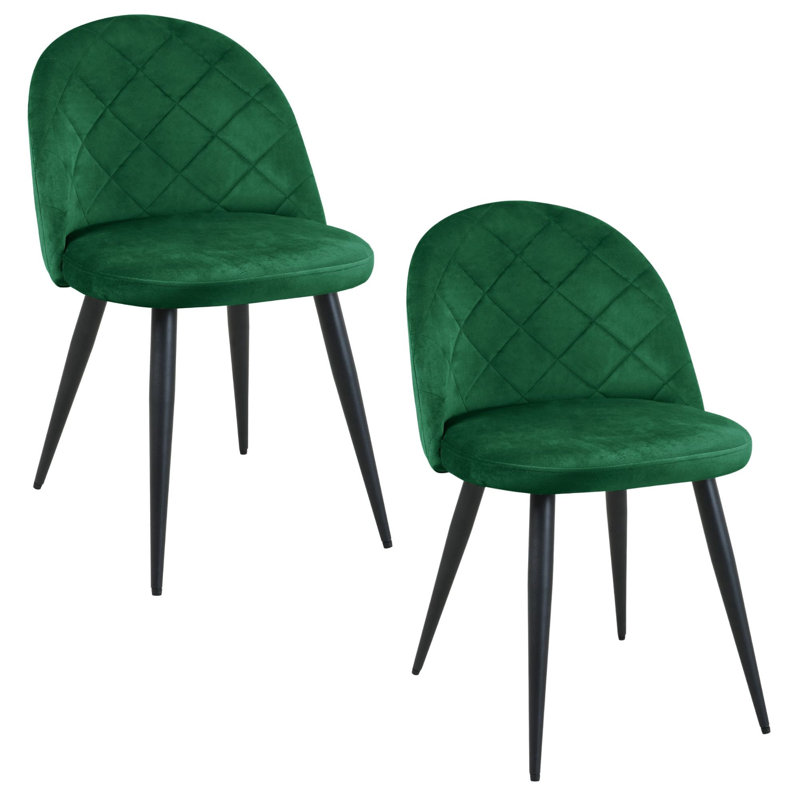Adrianah 47cm H Tufted Velvet Upholstered Upholstered Back Side Chair in Green